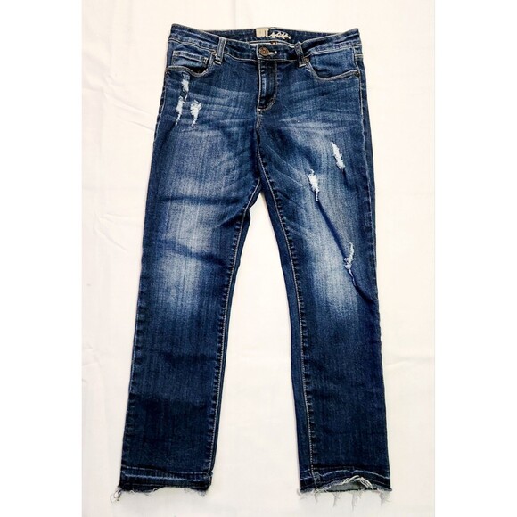 Denim - Kut From The Kloth Stretch Skinny Jeans Size 6 Med-Rise Blue Denim Distressed